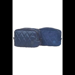 IHKWIP Set of 2 Quilted Cosmetic Cases MdnghtNavy/Mtlc
